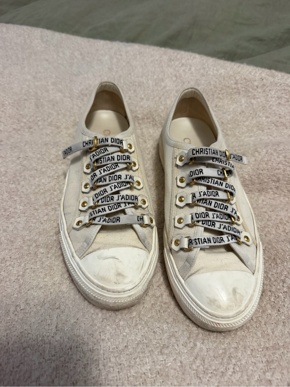 Christian Dior J'Adior Canvas Sneakers in Off-White